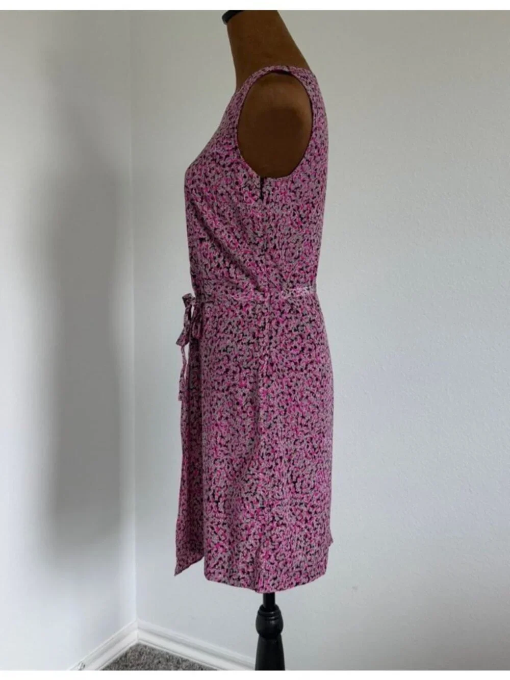 Armani Exchange Sleeveless Round Neck Faux Wrap Abstract Dress Women's Size 0